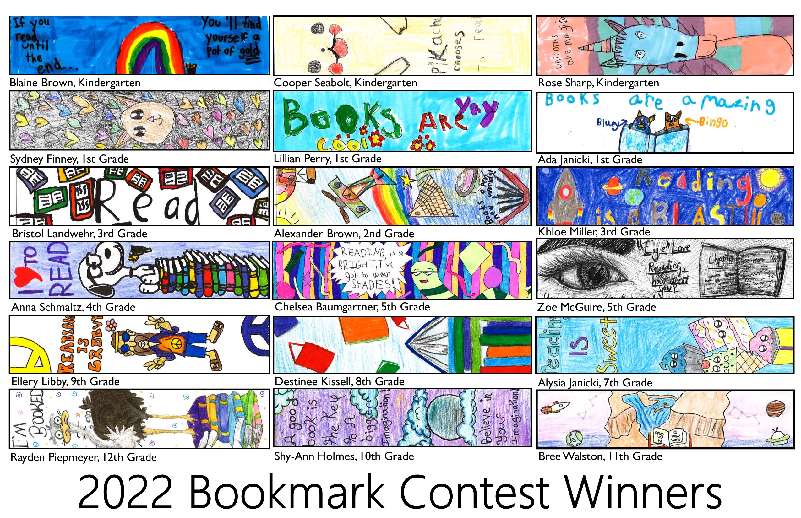 Tyson Library Names 2022 Bookmark Contest Winners Tyson Library
